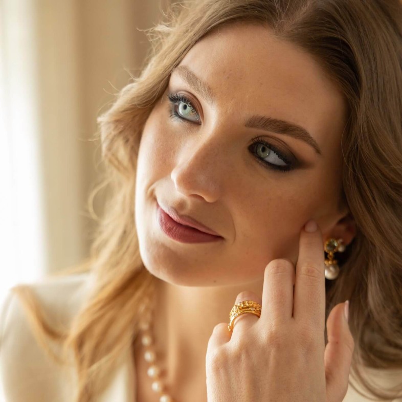 Gold-plated Silver Earrings with Stones