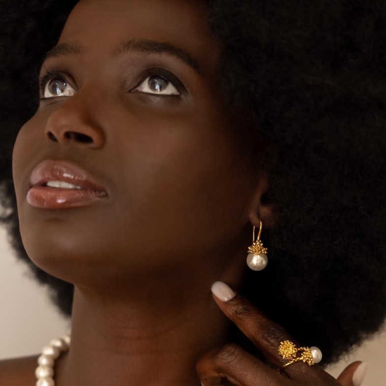 Earrings Gold-plated Silver and Pearl