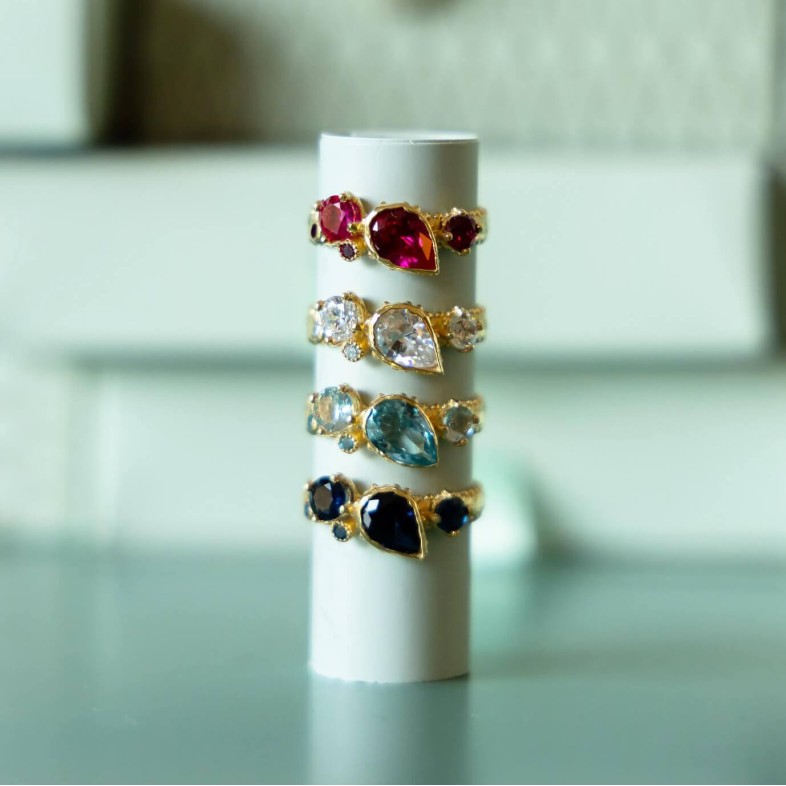 Gold-plated Silver Ring with Crystals