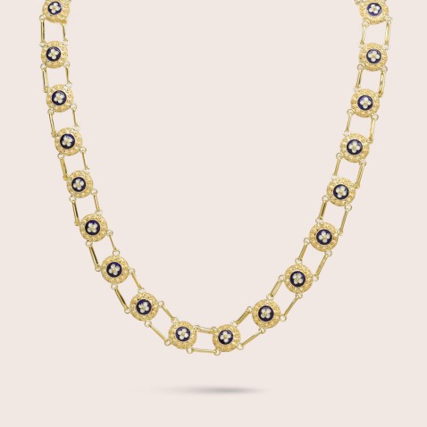 19.2K GOLD AND ENAMEL NECKLACE | Portuguese Roses