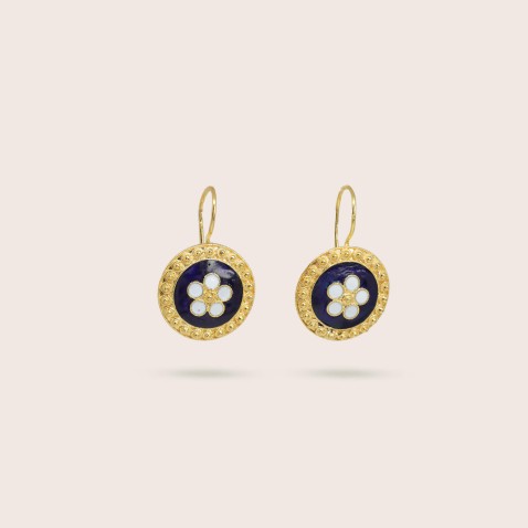 19.2K GOLD AND ENAMEL EARRINGS | PORTUGUESE ROSES