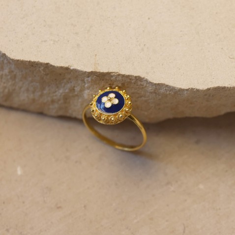 Gold-plated Silver 925 and Enamel Ring | Portuguese Roses
