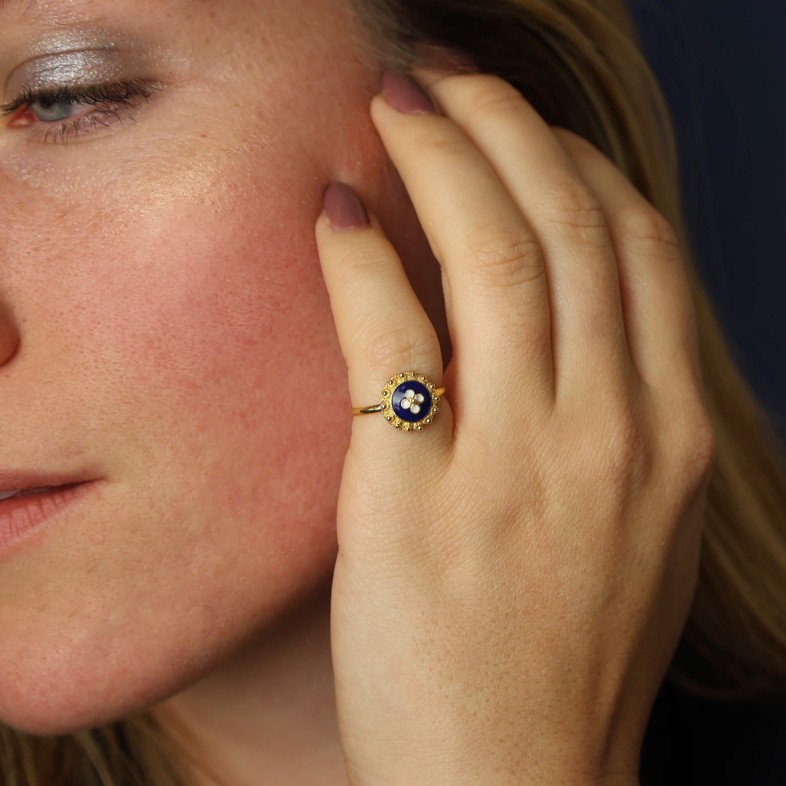 Gold-plated Silver 925 and Enamel Ring | Portuguese Roses