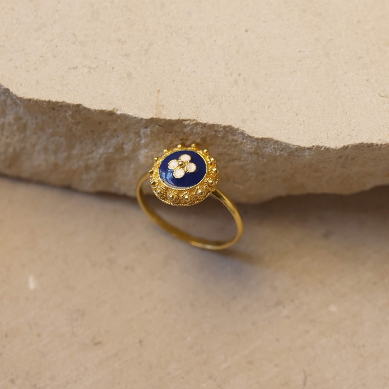 Gold-plated Silver 925 and Enamel Ring | Portuguese Roses