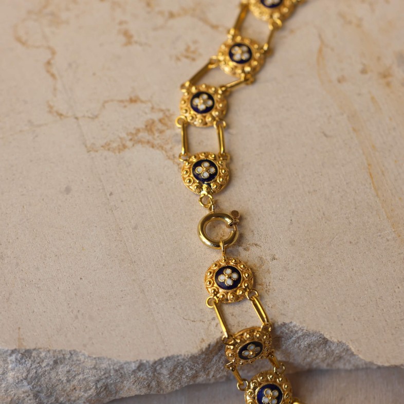 19.2K GOLD AND ENAMEL NECKLACE | Portuguese Roses