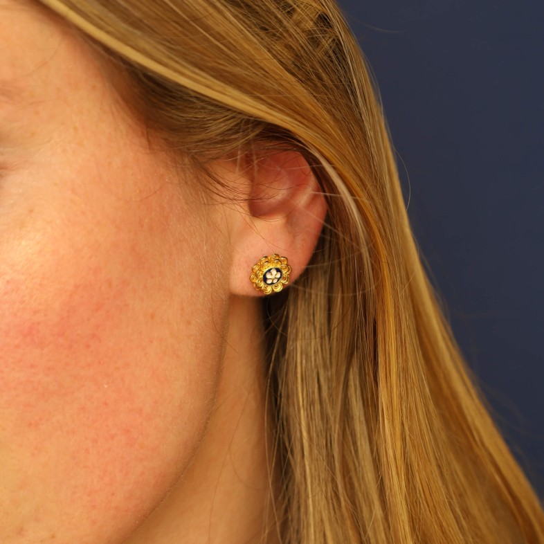 925 SILVER AND ENAMEL EARRINGS | Portuguese Roses