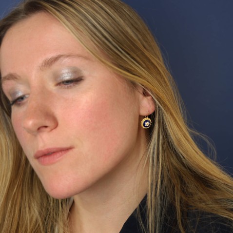 19.2K Gold and Enamel Drop Earrings | Portuguese Roses