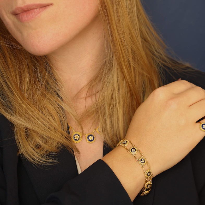 19.2K GOLD AND ENAMEL BRACELET | Portuguese Roses