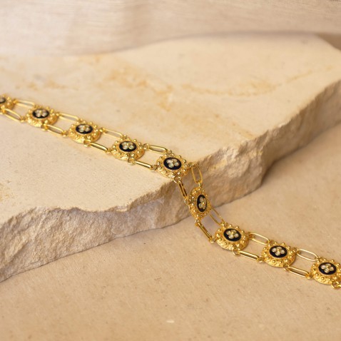 19.2K GOLD AND ENAMEL BRACELET | Portuguese Roses