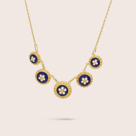 19.2K GOLD AND ENAMEL NECKLACE | Portuguese Roses