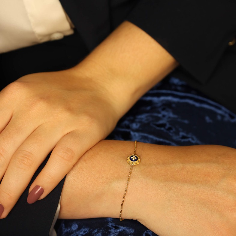 19.2K GOLD AND ENAMEL BRACELET | Portuguese Roses