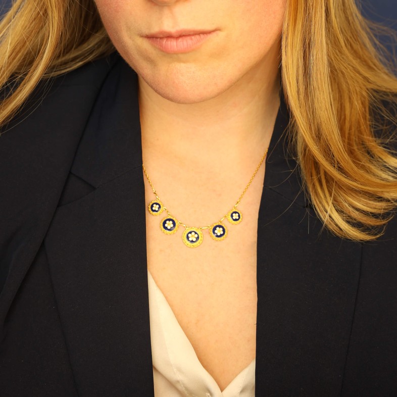 19.2K GOLD AND ENAMEL NECKLACE | Portuguese Roses