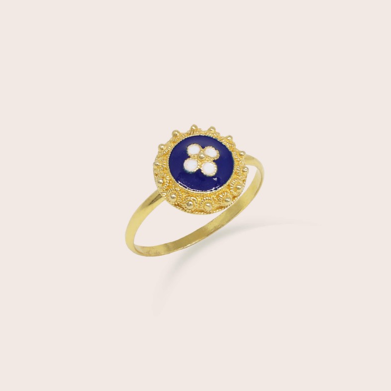 Gold-plated Silver 925 and Enamel Ring | Portuguese Roses
