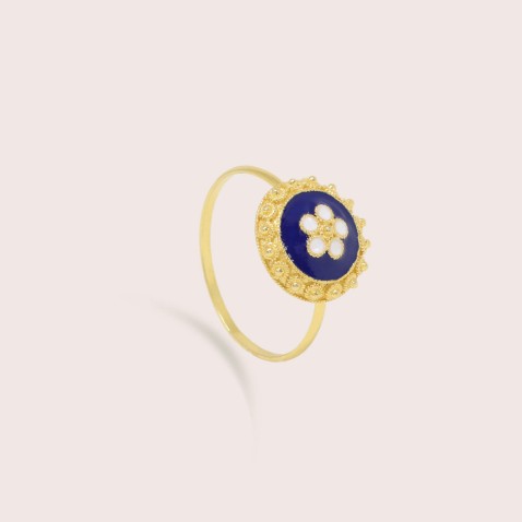 19.2K Gold and Enamel Ring | Portuguese Roses