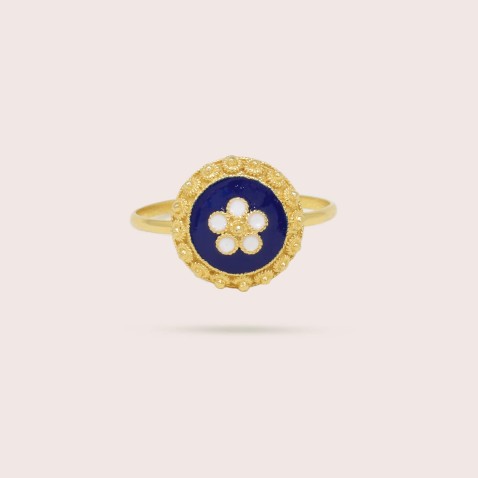 19.2K Gold and Enamel Ring | Portuguese Roses