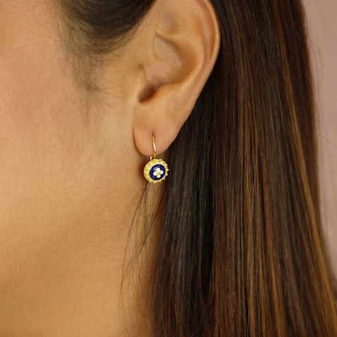 19.2K Gold and Enamel Earrings | Portuguese Roses