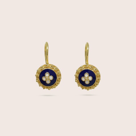 19.2K Gold and Enamel Earrings | Portuguese Roses