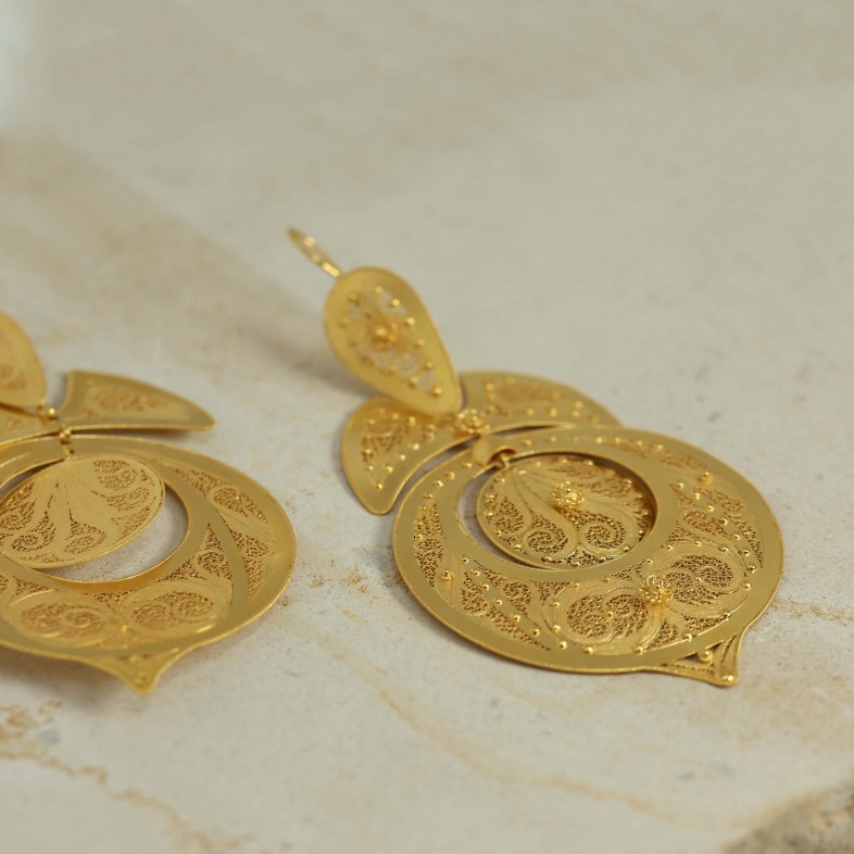 19.2K Gold �Queen� Earrings | Filigree