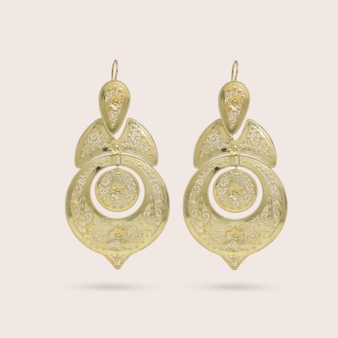 Queen-style earrings Gold-plated silver | Filigree