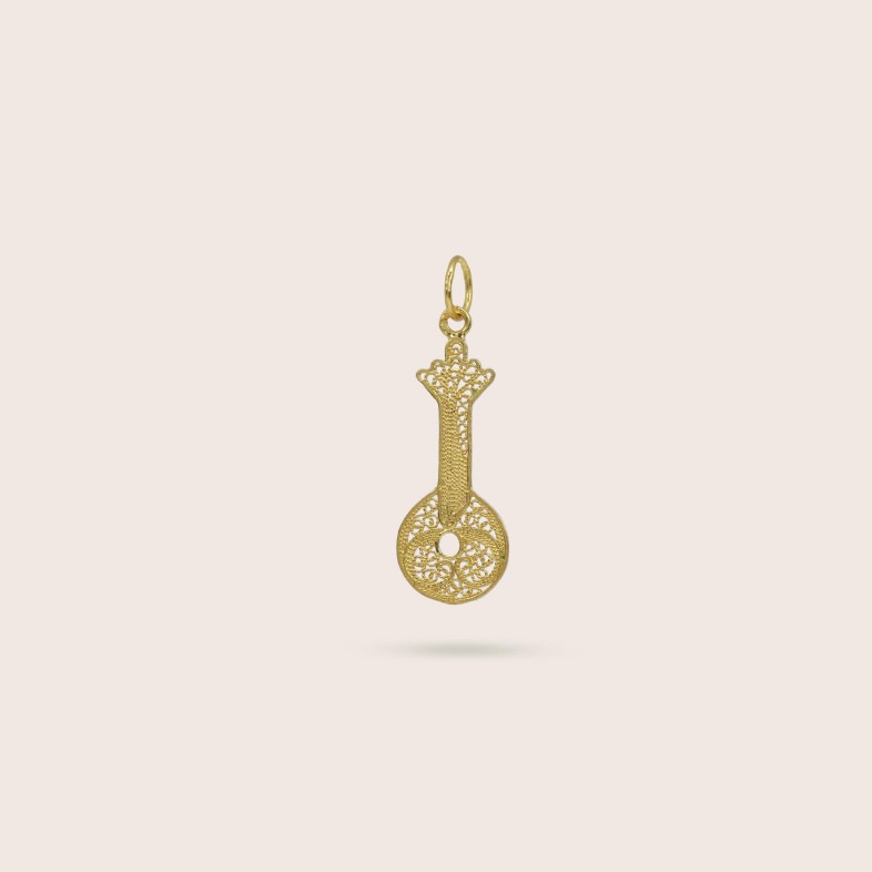 Portuguese Guitar Pendant in 19.2K Gold