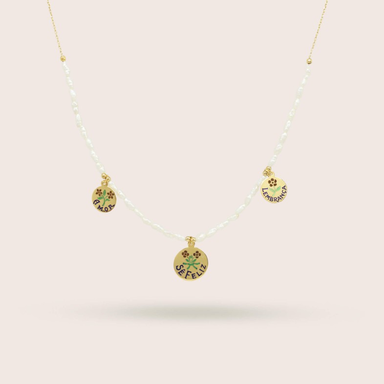 "Be Happy" Necklace in Sterling Silver | Lembran�a