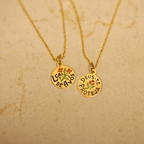 Medalha "Deus te Proteja" em Ouro 19,2K | Lembran�a