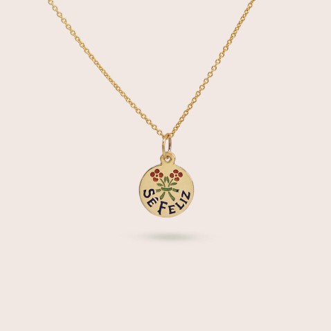 "Be Happy" Pendant in 19,2K Gold | Lembran�a