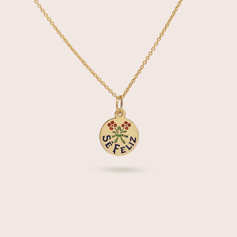 "Be Happy" Pendant in 19,2K Gold | Lembran�a