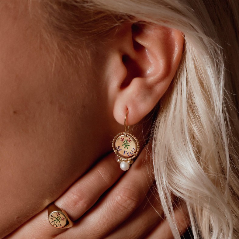 "Be happy" Earrings 925 Silver and Pearl | Lembran�a