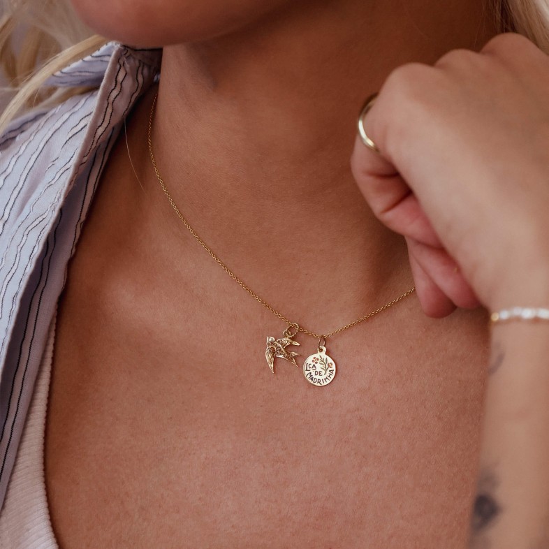 Pendente Andorinha Filigrana Ouro 19,2K com Diamante | Lembran�a