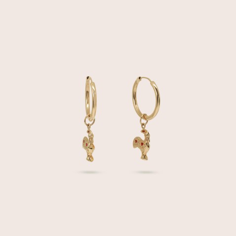 19.2K Gold Hoop Earrings with Portuguese Rooster | Lembran�a