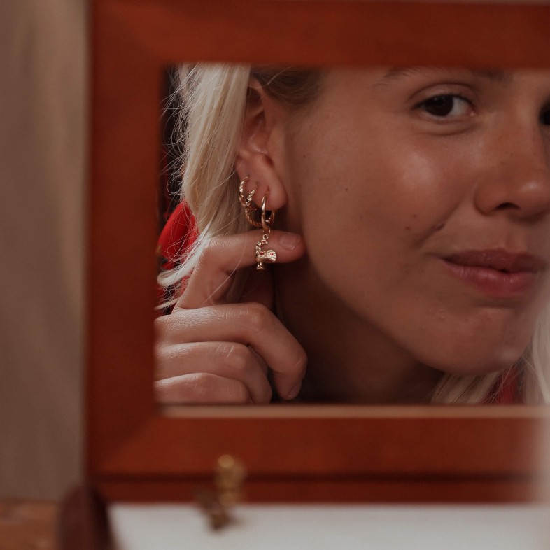 19.2K Rose Gold Portuguese Rooster Hoop Earrings | Lembran�a