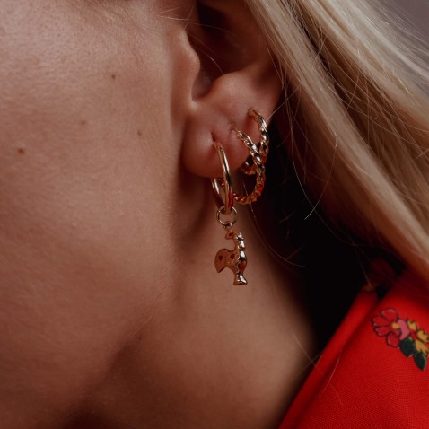 19.2K Gold Hoop Earrings with Portuguese Rooster | Lembran�a