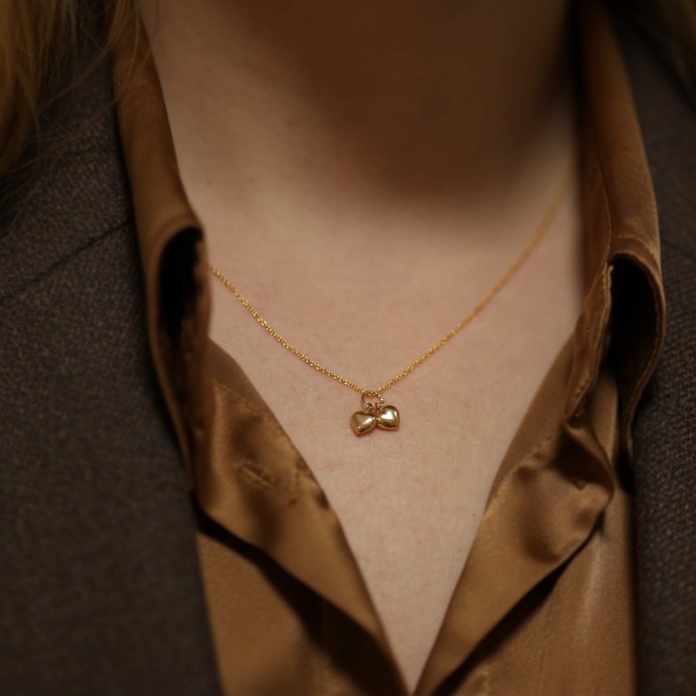 Pendente com Dois Cora��es Ouro 19,2K | Lembran�a