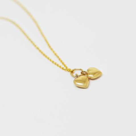 Pendente com Dois Cora��es Ouro 19,2K | Lembran�a