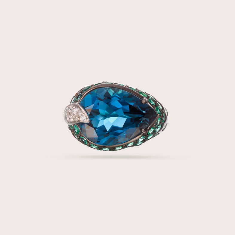 Topaz, Emeralds and Diamond Ring
