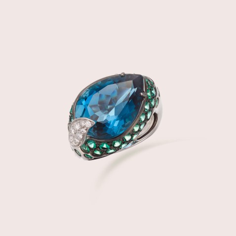 Topaz, Emeralds and Diamond Ring