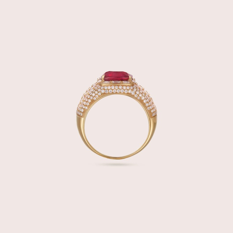 Anel com Rubis e Diamantes