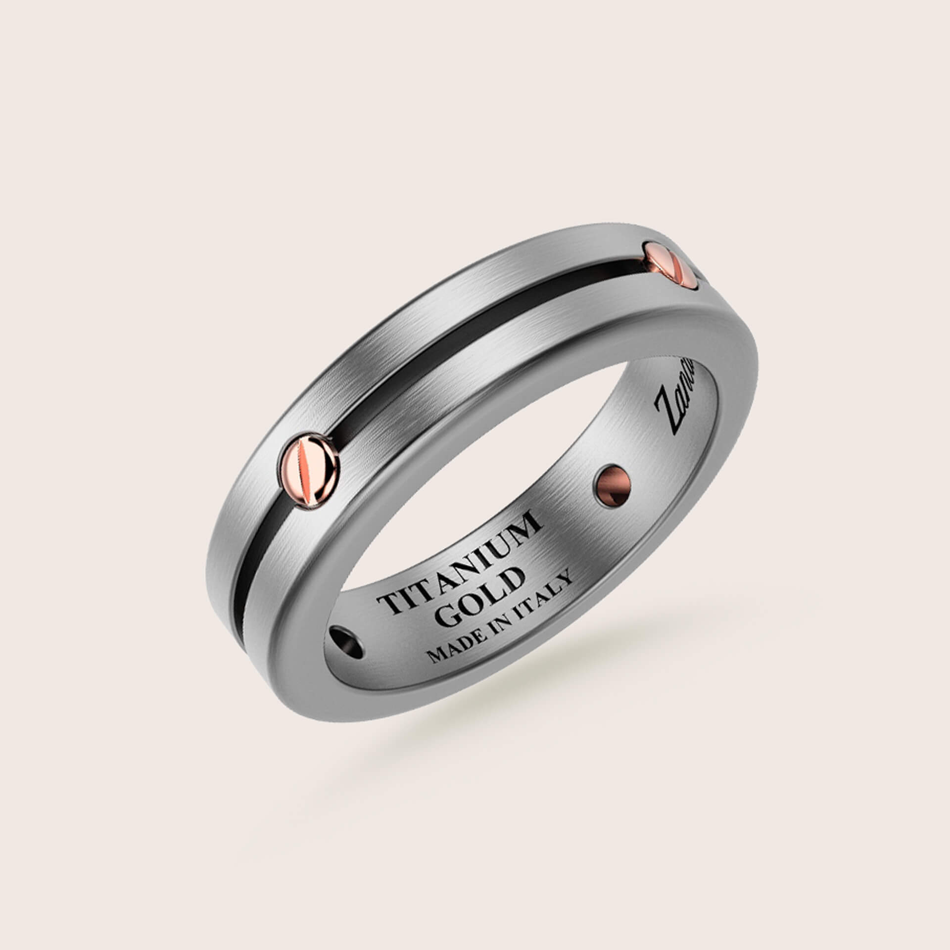 Titanium Ring with 18K Rose Gold | Zancan