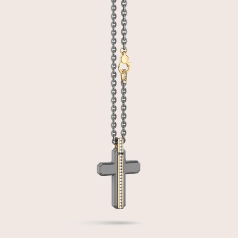 Titanium Cross Necklace with 18K Gold and Diamonds | Zancan