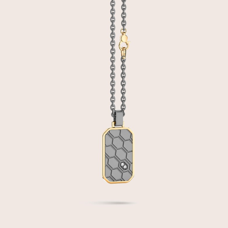 Titanium Necklace with Pendant in 18K Gold and Diamonds | Zancan