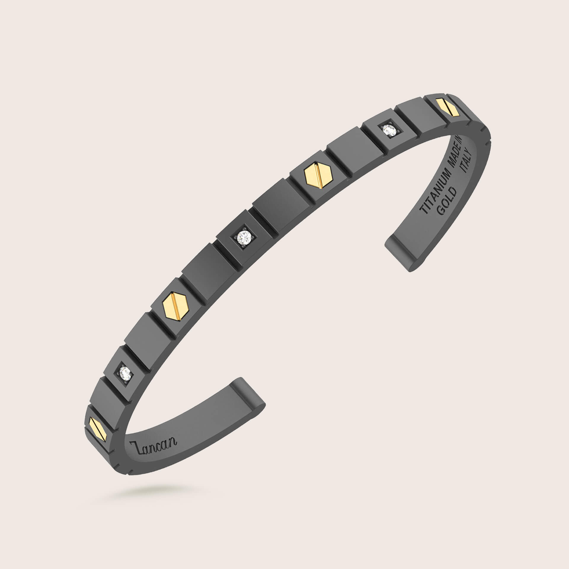 Titanium Bracelet with 18K Gold and Diamonds | Zancan