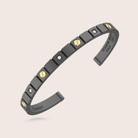 Titanium Bracelet with 18K Gold and Diamonds | Zancan