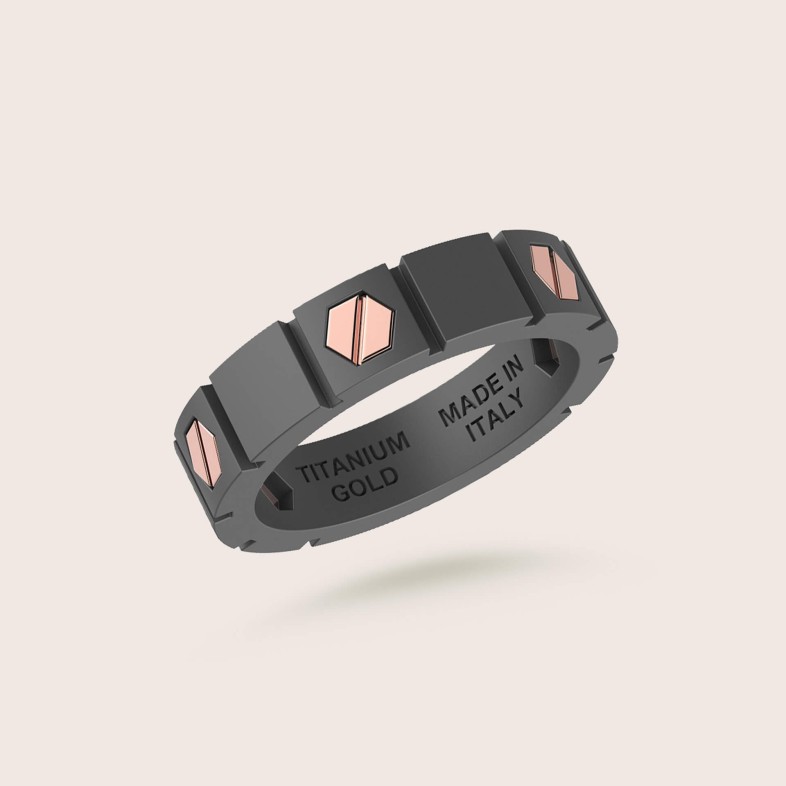 Titanium Ring with 18K Rose Gold | Zancan