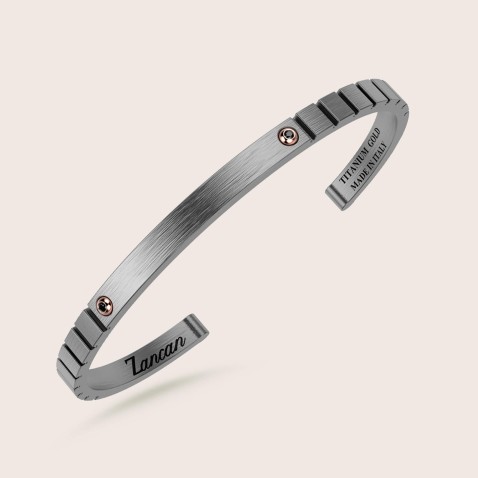 Titanium bracelet with 18K Rose Gold and Black Diamonds | Zancan