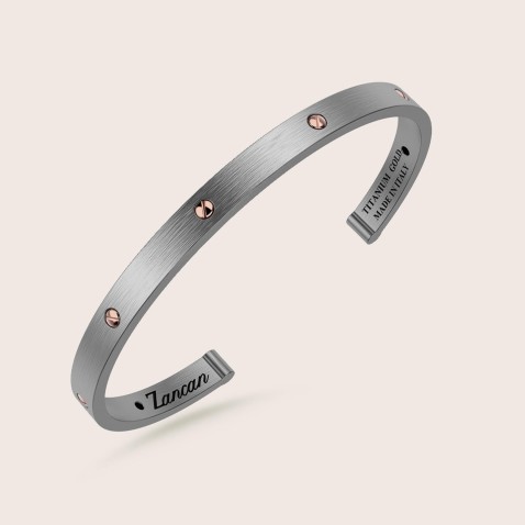 Titanium Bracelet with 18K Rose Gold � Size L | Zancan