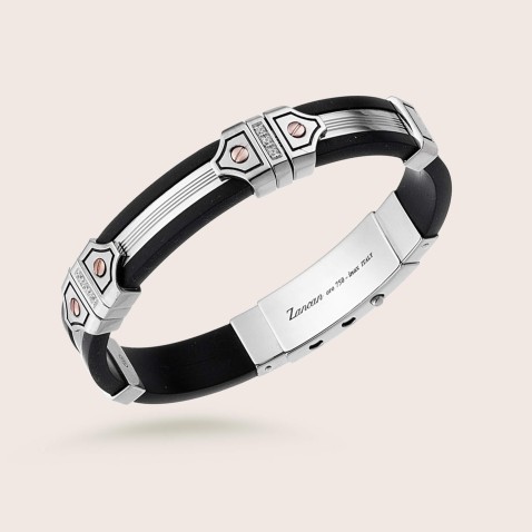 Bracelet in Silver and Rose Gold with Diamonds | Zancan