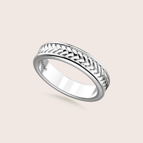 925 Silver Band Ring with Interwoven Effect | Zancan