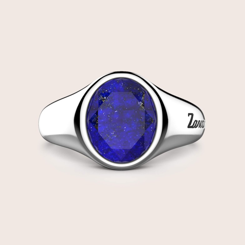 Round Silver Signet Ring with Lapis Lazuli | Zancan