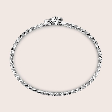 925 Silver Curb Chain Bracelet with Panther Head | Zancan